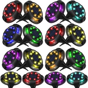 bomsi color glow lights outdoor solar, changing color solar outdoor lights waterproof, solar garden lights for pathway garden yard patio lawn colorful 16 pack