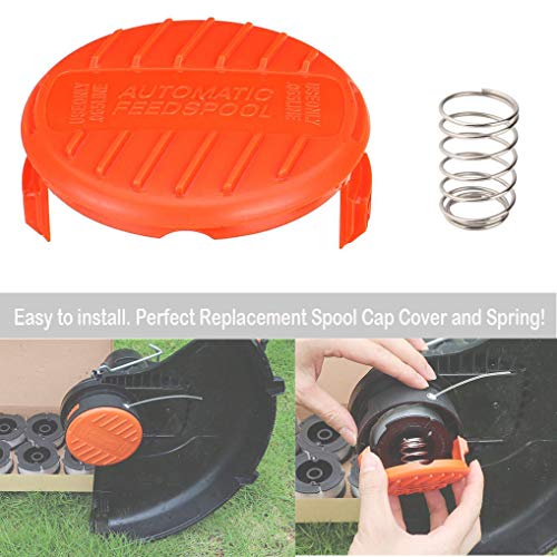 Trimmer Replacement Spool Cap - Replace RC-100-P, RC100P, 385022-03 - Compatible with Black and Decker - Weed Eater Cover - Weed Wacker Caps - Grass Trimmer Parts (6 Cap, 6 Spring) by BOOTOP