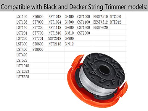 Trimmer Replacement Spool Cap - Replace RC-100-P, RC100P, 385022-03 - Compatible with Black and Decker - Weed Eater Cover - Weed Wacker Caps - Grass Trimmer Parts (6 Cap, 6 Spring) by BOOTOP