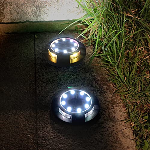 ENASAT Solar Ground Lights | Pathway Lights Outdoor Garden | Decorative RGB LED Disk Powered Waterproof In-ground for Deck Stair Step Lawn Patio Driveway Walkway Yard Decoration(4 Pack)