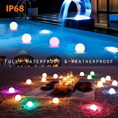 Floating Pool Lights Rechargeable: 6Pack Pool Led Ball Lights with Remote, IP68 Waterproof, 3in Color Changing Glow Orb Night Lights, Bathtub Pond Accessories, Party Garden, Yard, Christmas Decoration