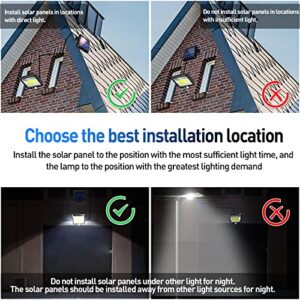 Solar Outdoor Lights Motion Sensor Waterproof LED Solar Flood Lights 2 Pack Solar Powered Security Light Outside Luces Solares Para Exteriores with 3 Lighting Mode 16.4Ft Cable for Yard Garden Garage