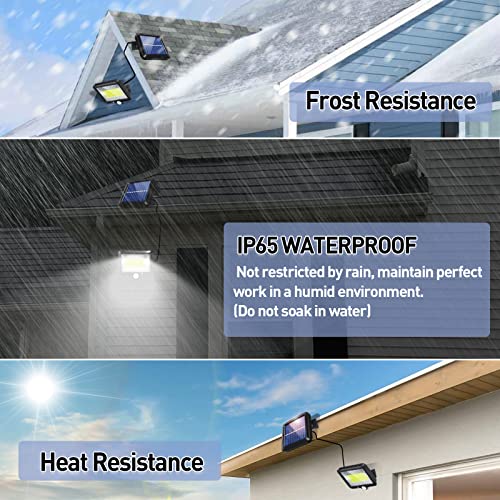 Solar Outdoor Lights Motion Sensor Waterproof LED Solar Flood Lights 2 Pack Solar Powered Security Light Outside Luces Solares Para Exteriores with 3 Lighting Mode 16.4Ft Cable for Yard Garden Garage