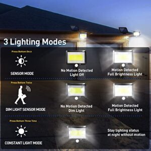 Solar Outdoor Lights Motion Sensor Waterproof LED Solar Flood Lights 2 Pack Solar Powered Security Light Outside Luces Solares Para Exteriores with 3 Lighting Mode 16.4Ft Cable for Yard Garden Garage