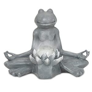 palen-t meditation frog statue | frog garden decor, solar lotus light for indoor outdoor | yoga frog figurine | spiritual zen gifts – resin material