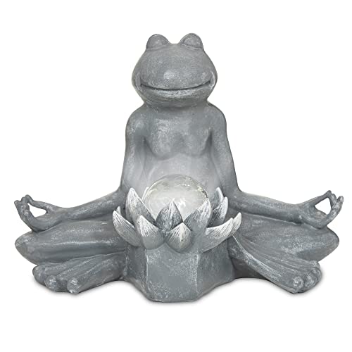 Palen-T Meditation Frog Statue | Frog Garden Decor, Solar Lotus Light for Indoor Outdoor | Yoga Frog Figurine | Spiritual Zen Gifts - Resin Material