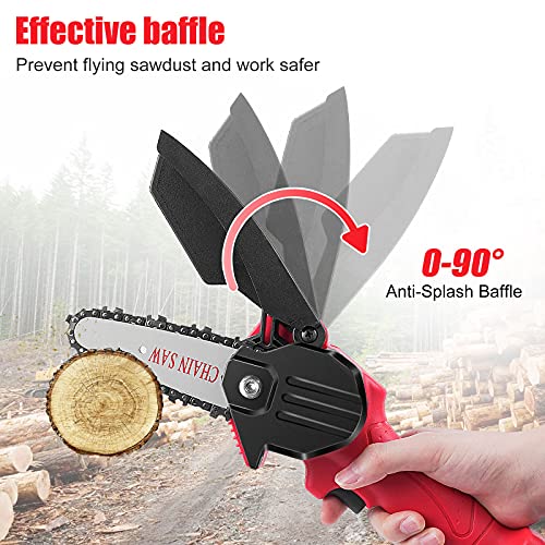 Mini Chainsaw, Cordless Portable Electric Chainsaw with 2 Battery and Chain, 4-Inch Handheld Pruning Shears Chainsaw for Tree Branch Wood Cutting