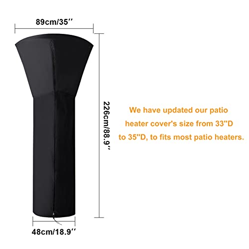 Naiveroo Patio Heater Covers, 420D Waterproof Outdoor Heater Cover with Storage Bag, 89'' H x 35" D x 19" B , Zipper Top Design