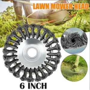 Unbreakable Lawn Mower Blade Head, Grass Strimmer Head Trimmer Brush, Steel Wire Wheel Garden Weed Trimmer, Weed Eater Head Grass Cutter,Lawn Mower Cleaning Tool (6'')