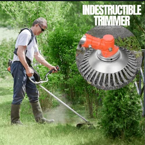 Unbreakable Lawn Mower Blade Head, Grass Strimmer Head Trimmer Brush, Steel Wire Wheel Garden Weed Trimmer, Weed Eater Head Grass Cutter,Lawn Mower Cleaning Tool (6'')