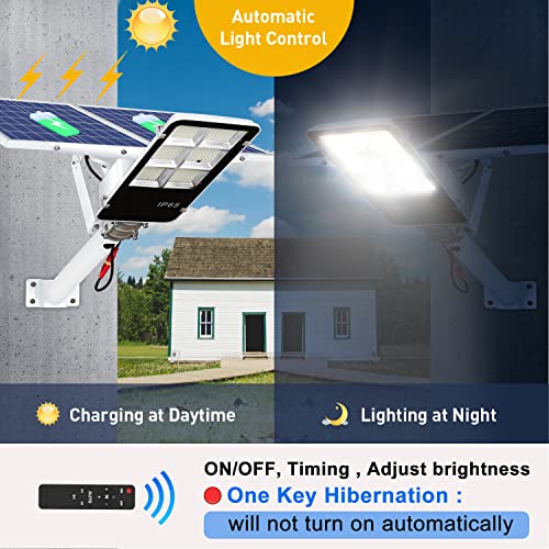 WERISE 500W Solar Street Lights Outdoor, Dusk to Dawn Solar Led Outdoor Light with Remote Control, 6500K Daylight White Security Led Flood Light for Yard, Garden, Street, Playground