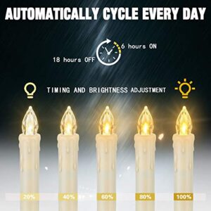 FPOO 12 PCS Flameless Flickering Window Candles with Timer & Remote, Battery Operated LED Taper Christmas Tree Candles Lights with Clips and Suction Cups for Home, Garden, Holiday Decorations