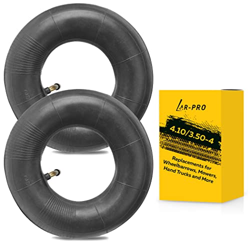 4.10/3.50-4 Heavy Duty Replacement Inner Tube with TR-87 Bent Valve Stem (2-Pack) - for Wheelbarrows, Mowers, Hand Trucks and More