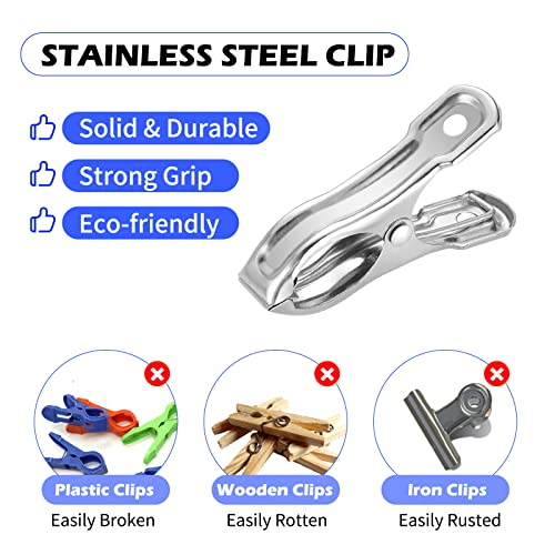 60 PCS Garden Stainless Plant Clips,2-inch Heavy Duty Garden Clips Greenhouse Clips Have a Strong Grip for Fixing Netting Cover Film and Climbing Plants