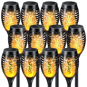 shedaled solar lights outdoor 12 pack, solar torch light with flickering flame, waterproof outdoor lighting solar powered pathway lights, decoration lighting for garden yard patio, auto on/off