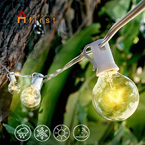 Afirst Outdoor String Lights 25FT Patio String Lights with 27 Edison Bulbs UL Listed Incandescent String Lights Garden/Backyard Party/Wedding Indoor String Lights-White Cord