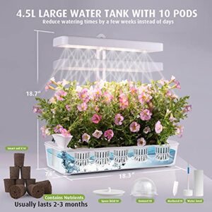 J&C Indoor Garden, Herb Kitchen Garden with 20W LED Grow Light, Height Adjustable, Smart Timer Plant Light (Advanced Version, White)