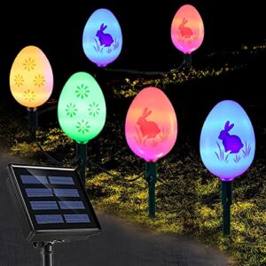 25ft 20 led solar easter eggs stake lights for easter decorations, 8 modes solar easter eggs lights, waterproof solar easter yard stake for outdoor easter decor garden yard pathway lawn spring decor