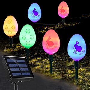 25Ft 20 LED Solar Easter Eggs Stake Lights for Easter Decorations, 8 Modes Solar Easter Eggs Lights, Waterproof Solar Easter Yard Stake for Outdoor Easter Decor Garden Yard Pathway Lawn Spring Decor