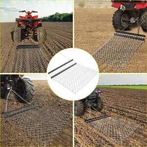 VEVOR, 4' x 5' ATV Chain, UTV Tractor Attachments Drag Mat for Landscape Leveling or Sod Prepping, Durable Harrow Rake Grader for Gravel Driveway, Farm, Garden, Field, Black