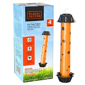 black+decker fly traps outdoor & fly trap tubes for indoors- hanging fly sticky trap sticks for catching house flies, horse flies, gnats, mosquitoes & other insects- pre-baited, 4 pack