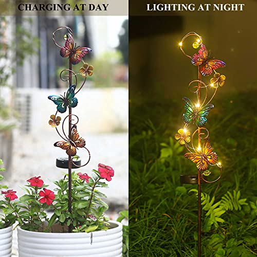 LoveNite Solar Garden Lights, 2 Pack Butterfly Stake Lights Outdoor, Waterproof Solar Butterfly Decorative Landscape Lights for Pathway Backyard Patio Lawn Christmas Party Decor