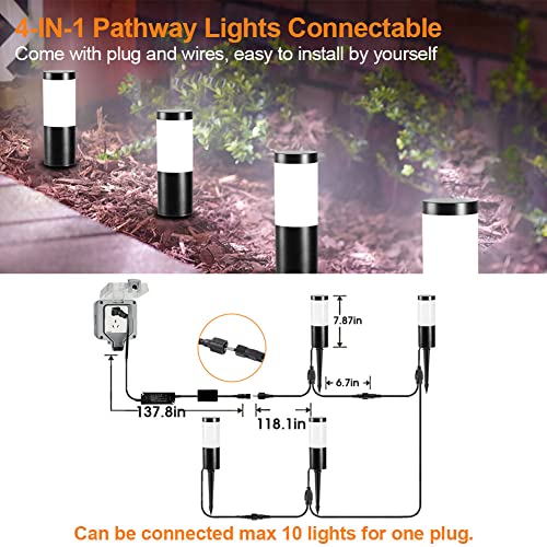ECOWHO RGB Holiday Pathway Lights Outdoor LED Landscape Lighting Color Changing Path Lights IP65 Waterproof Garden Low Voltage Landscape Lights for Yard, Patio, Driveway, Lawn(4 Packs)