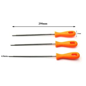 heyous 3pcs 5/32 Inches Chainsaw Chain Sharpening File Set Chainsaw Files Sharpener with Plastic Handle Woodworking Hand Tools