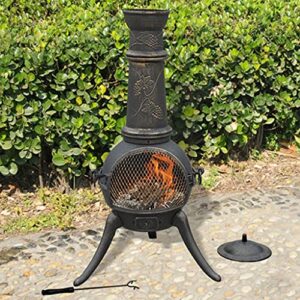 JAHH Garden Fire Pit Outdoor Cast Iron Mantelpiece Retro Charcoal Stove European Style Backyard Heating Oven Patio Vertical Fireplace