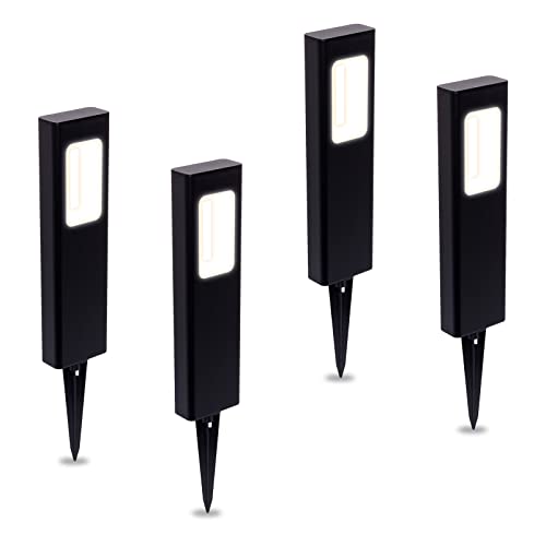 GreenLighting Modern High End Bollard Garden Path Light (Black, 4 Pack)