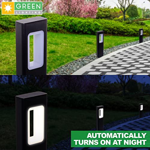 GreenLighting Modern High End Bollard Garden Path Light (Black, 4 Pack)