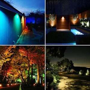 COVOART Color Changing LED Landscape Lights 18W Landscape Lighting IP66 Waterproof LED Garden Pathway Lights Walls Trees Outdoor Spotlights with Spike Stand, Outdoor Landscaping Lights, 6 Pack