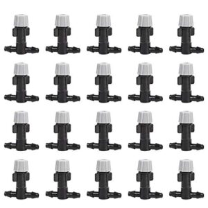 plastic mist nozzle sprinkler tee joints spray heads for misting watering plant flower cooling system home garden irrigation, 20pcs (black)