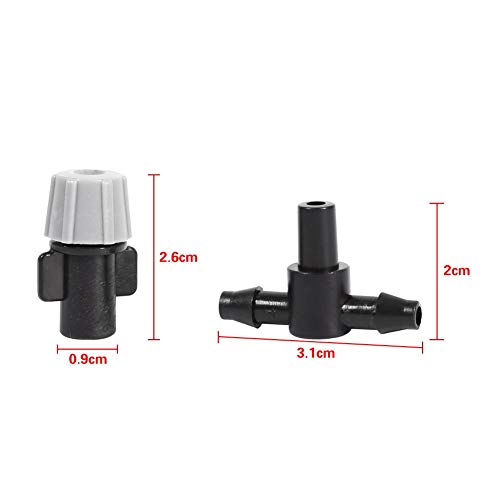 Plastic Mist Nozzle Sprinkler Tee Joints Spray Heads for Misting Watering Plant Flower Cooling System Home Garden Irrigation, 20pcs (Black)