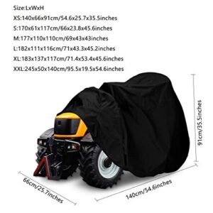 J&C 66x23x45.6inches Outdoors Riding Lawn Mower Cover Black Waterproof Dustproof Patio Tractor Cover Mower Protection for Ride-On Garden Tractor (S)