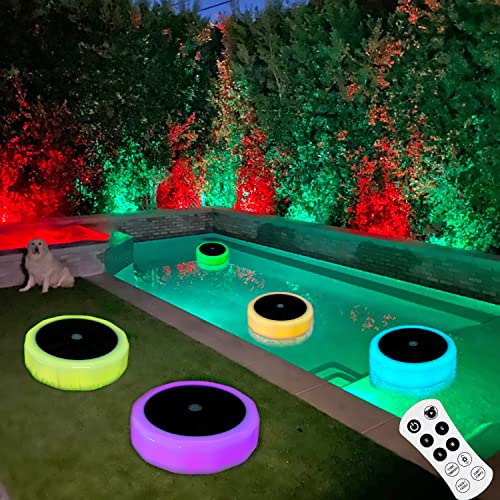 BOHON Floating Pool Lights Solar Powered Glow Lights IP68 Waterproof Float Hot Tub Accessories RGB Color Changing LED Solar Yard Lights with Remote for Bathtub Pond Outdoor Garden Pathway (1 Pack)