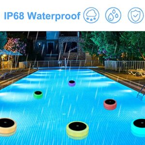 BOHON Floating Pool Lights Solar Powered Glow Lights IP68 Waterproof Float Hot Tub Accessories RGB Color Changing LED Solar Yard Lights with Remote for Bathtub Pond Outdoor Garden Pathway (1 Pack)