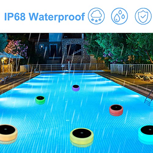 BOHON Floating Pool Lights Solar Powered Glow Lights IP68 Waterproof Float Hot Tub Accessories RGB Color Changing LED Solar Yard Lights with Remote for Bathtub Pond Outdoor Garden Pathway (1 Pack)