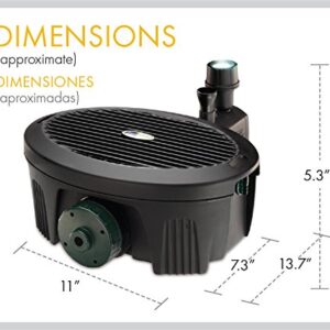 Pennington Aquagarden , Inpond 5 in 1, Pond & Water Pump, Filter, UV Clarifier, LED Spotlight and Fountain , All in One solution for a Clean, Clear and Beautiful pond , For Ponds up to 200 Gallons