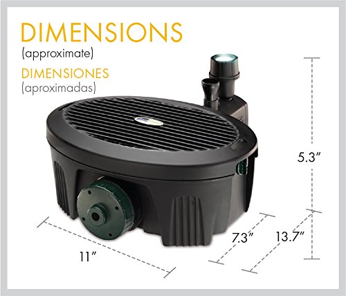 Pennington Aquagarden , Inpond 5 in 1, Pond & Water Pump, Filter, UV Clarifier, LED Spotlight and Fountain , All in One solution for a Clean, Clear and Beautiful pond , For Ponds up to 200 Gallons