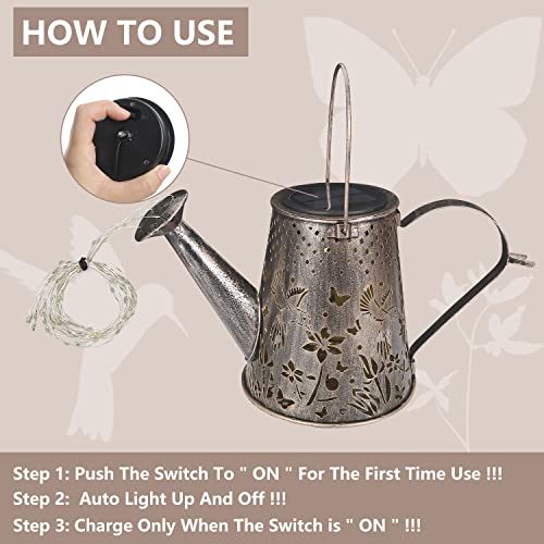 EONFAY Solar Outdoor Lantern, Gardening Hanging Watering Can Light Decor Led String Light, Waterproof Decorative Landscape Lights, Decorations lamp, Front Porch décor,Birthday Gifts for Mom