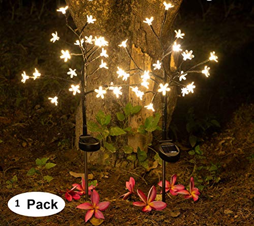 Solar Flower Fairy Light, Epicgadget Warm White Stainless Steel Solar Path Lights for Outdoor Landscape Lighting, Patio, Yard, Walkway, Driveway, Garden (Warm White) (1 Piece)