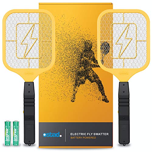 Bug Zapper Racket: Electric Fly & Mosquito Swatter Mini Handheld Battery Powered , 2 Pack from OSTAD for Total Pest Control