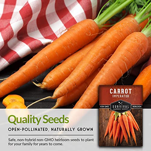 Survival Garden Seeds - Imperator 58 Carrot Seed for Planting - Packet with Instructions to Plant and Grow Award Winning Danvers Carrots in Your Home Vegetable Garden - Non-GMO Heirloom Variety