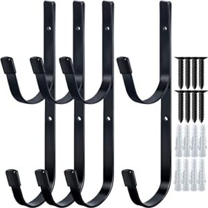 pool pole hanger for fence（4 pack） black pool equipment hooks heavy duty pool tool organizer for telescopic poles, skimmers, leaf rakes,pool hose,garden tools,brushes and swimming pool accessories