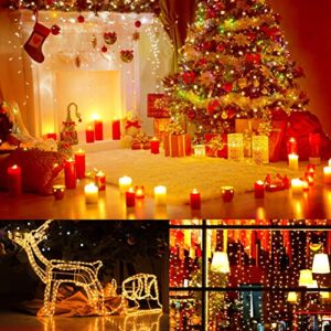 33FT 100 LED Battery Operated String Lights, IP65 Waterproof Outdoor Fairy Lights with 8 Lighting Modes, Timer and Memory Program Perfect for Christmas Wedding Party Bedroom Garden Patio - Warm White