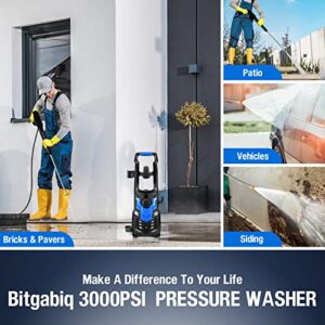 Power Washer, 3000PSI Pressure Washer 2.6GPM 1900W Electric High Pressure Washer Professional Car Washer Cleaner Machine with Hose,4 Nozzles for Patio Garden Yard Vehicle