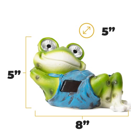 VP Home Chillaxing Frog Solar Powered LED Outdoor Decor Garden Light Great Addition for Your Garden, Solar Powered Light Garden, Christmas Decorations Gifts for Outside Patio Lawn