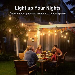 TJOY Solar String Lights Outdoor Patio Lights, 50ft Solar Powered Waterproof String Lights, 2700K Warm White Hanging Lights with 12pcs Shatterproof S14 E12 Bulbs for Patio, Backyard, Porch, Outdoors