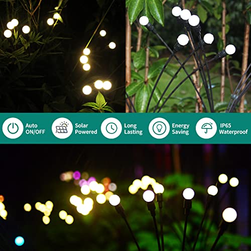 DURPAR Solar Garden Lights, New Upgraded Solar Firefly Lights Outdoor Waterproof, Solar Outdoor Lights, Solar Garden Decorative Lights Yard Patio Pathway Decoration, Warm White